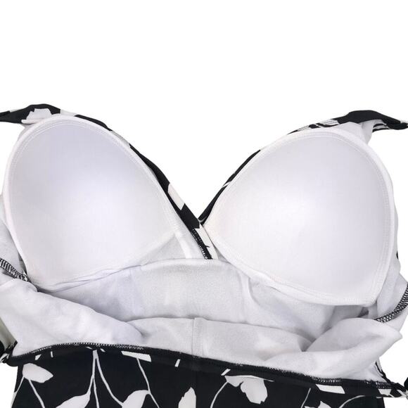 Jantzen Classic Floral One Piece Swimsuit Black White - Picture 4 of 7